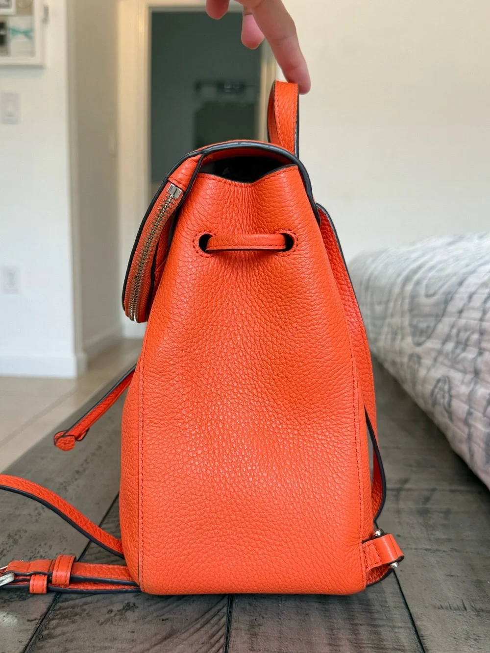 Kate Spade Leila Medium Flap Backpack Orange Halloween Pumpkin Purse MSRP $395